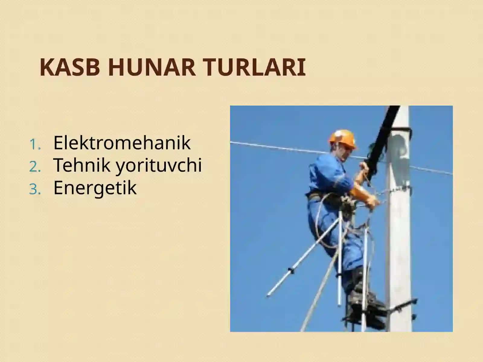 Elektrotexnika bilan bog`liq kasb hunar turlari 2