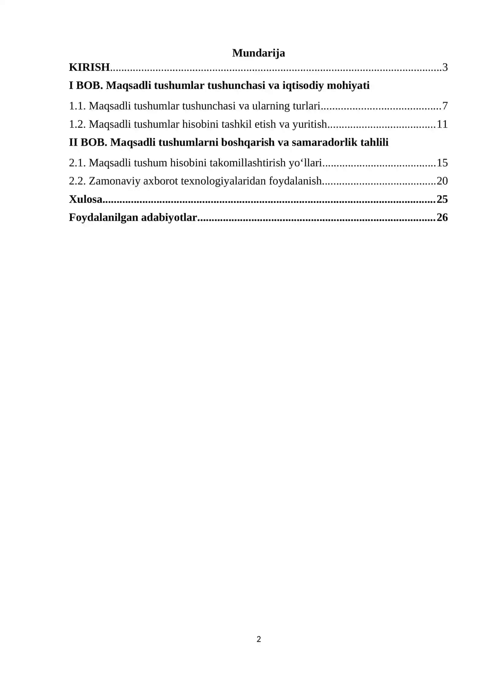 Maqsadli tushumlar hisobi 2