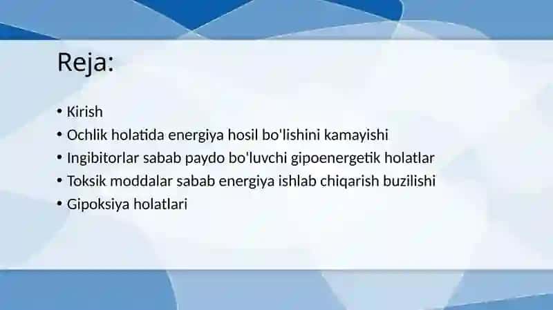 Gipoenergetik holatlar 2