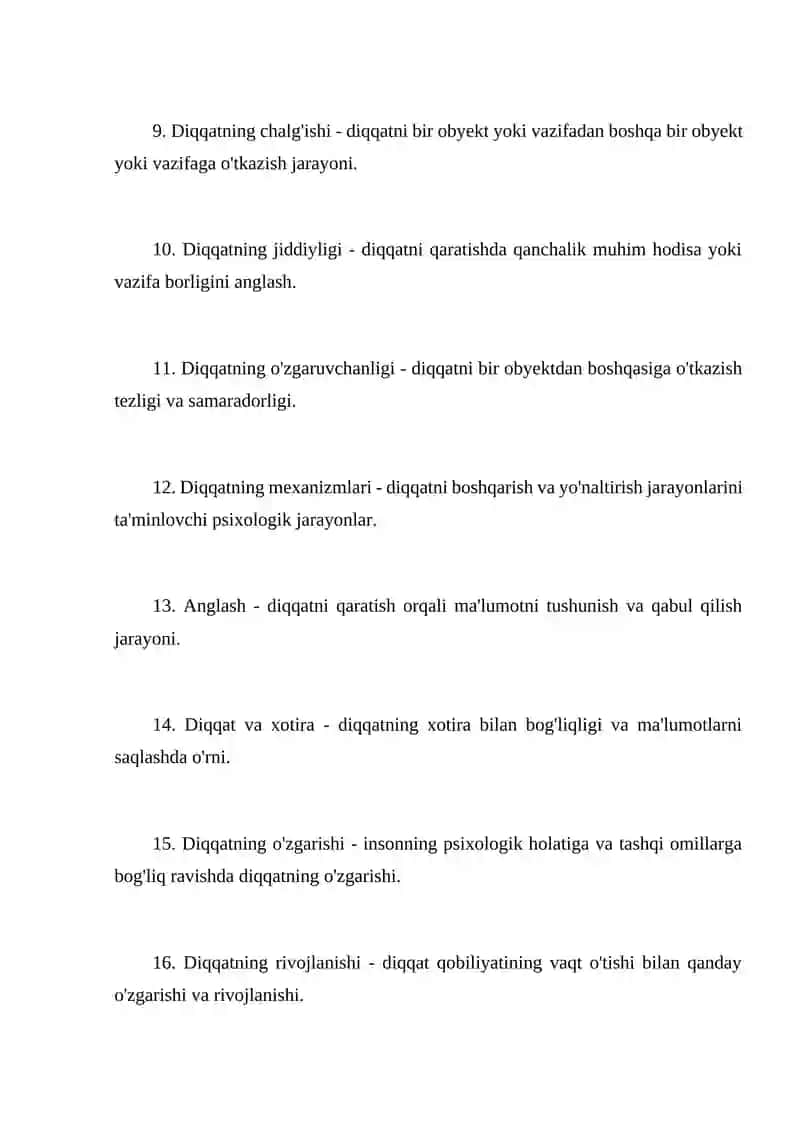 Diqqatning psixologik jihatlari 2
