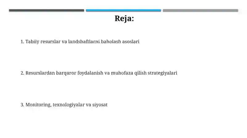 Tabiiy resurslar va landshaftlarni baholash 2
