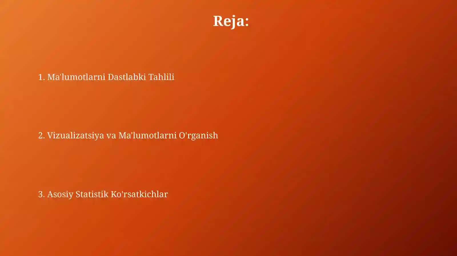 Tadqiqiy ma'lumotlar tahlili (EXplore Data Analysis) 2