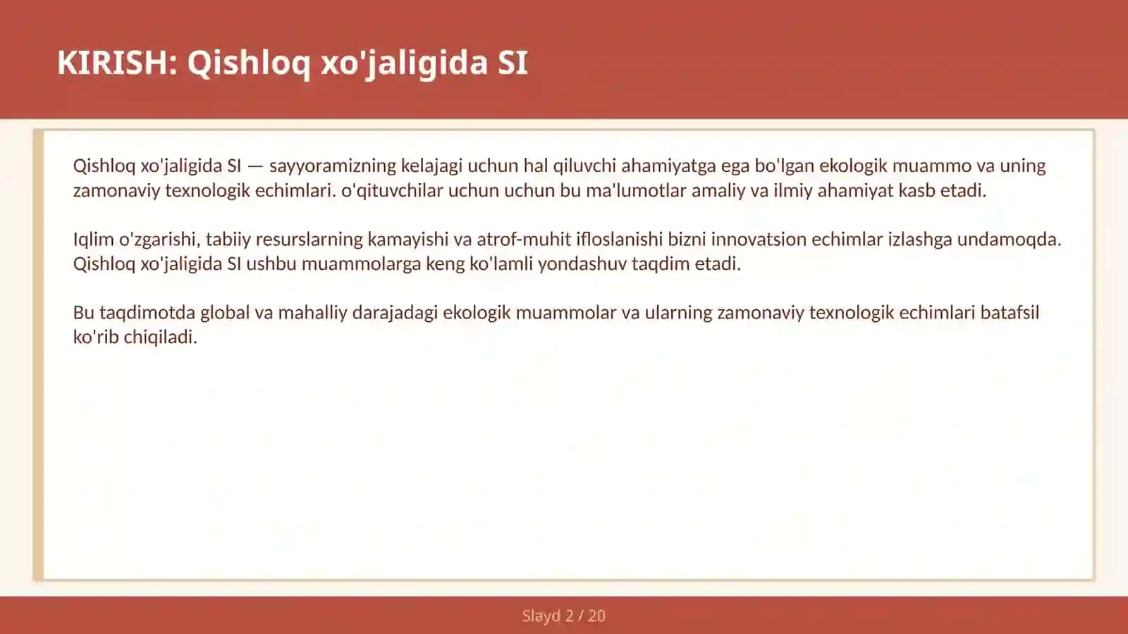 Qishloq xo'jaligida SI 2
