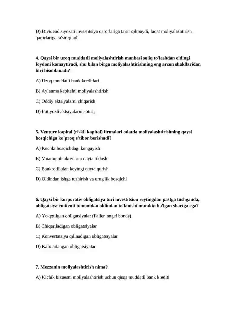 Uzoq muddatli moliyalashtirish manbalari 2
