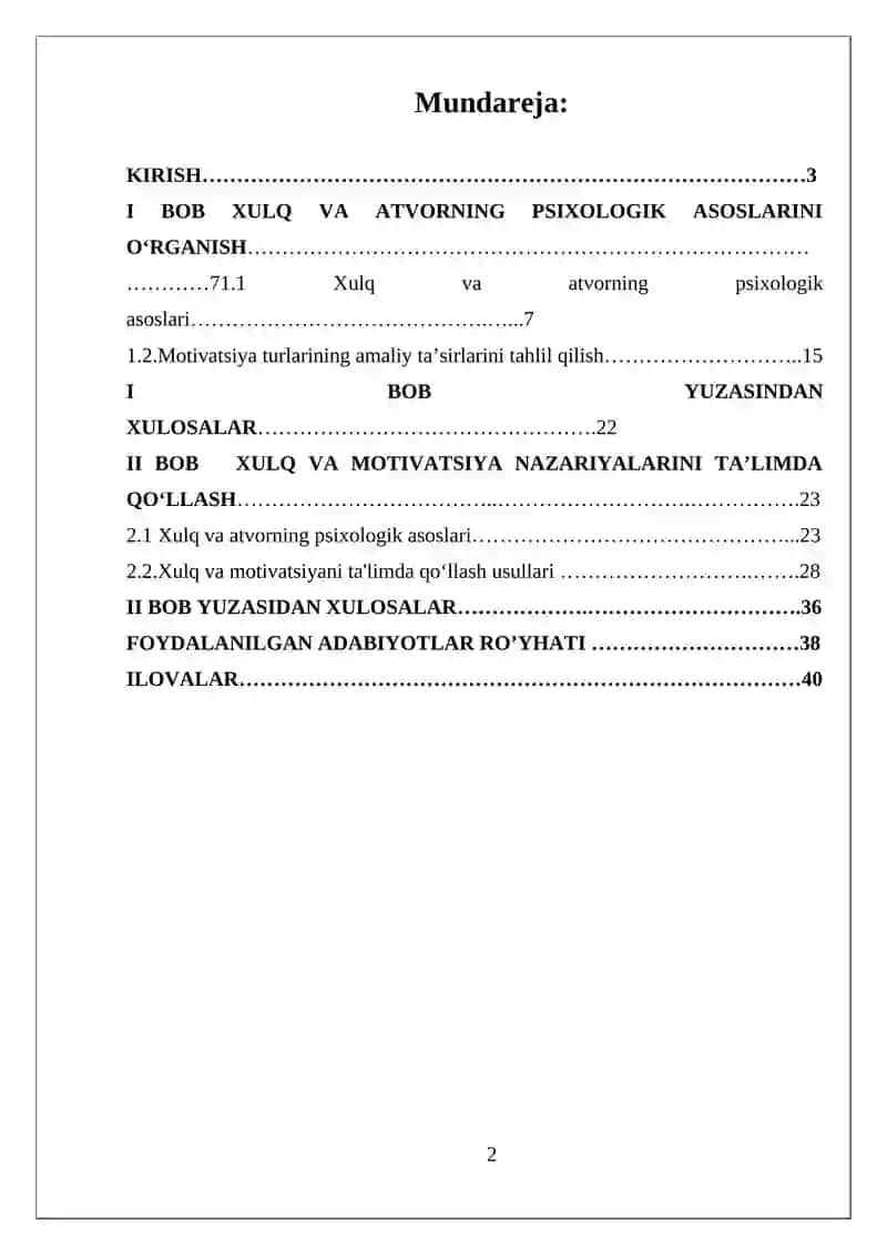 Xulq-atvor va faoliyat motivatsiyalari 2