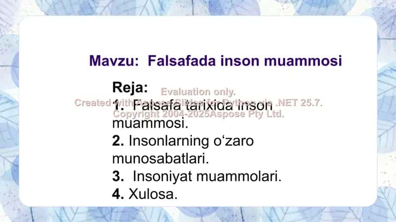 Falsafada inson muammosi 2
