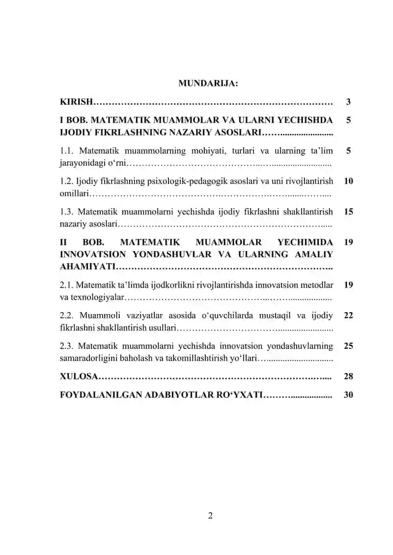 Matematik muammolarni yechishda ijodkorlik va innovatsion yondashuvlar 2