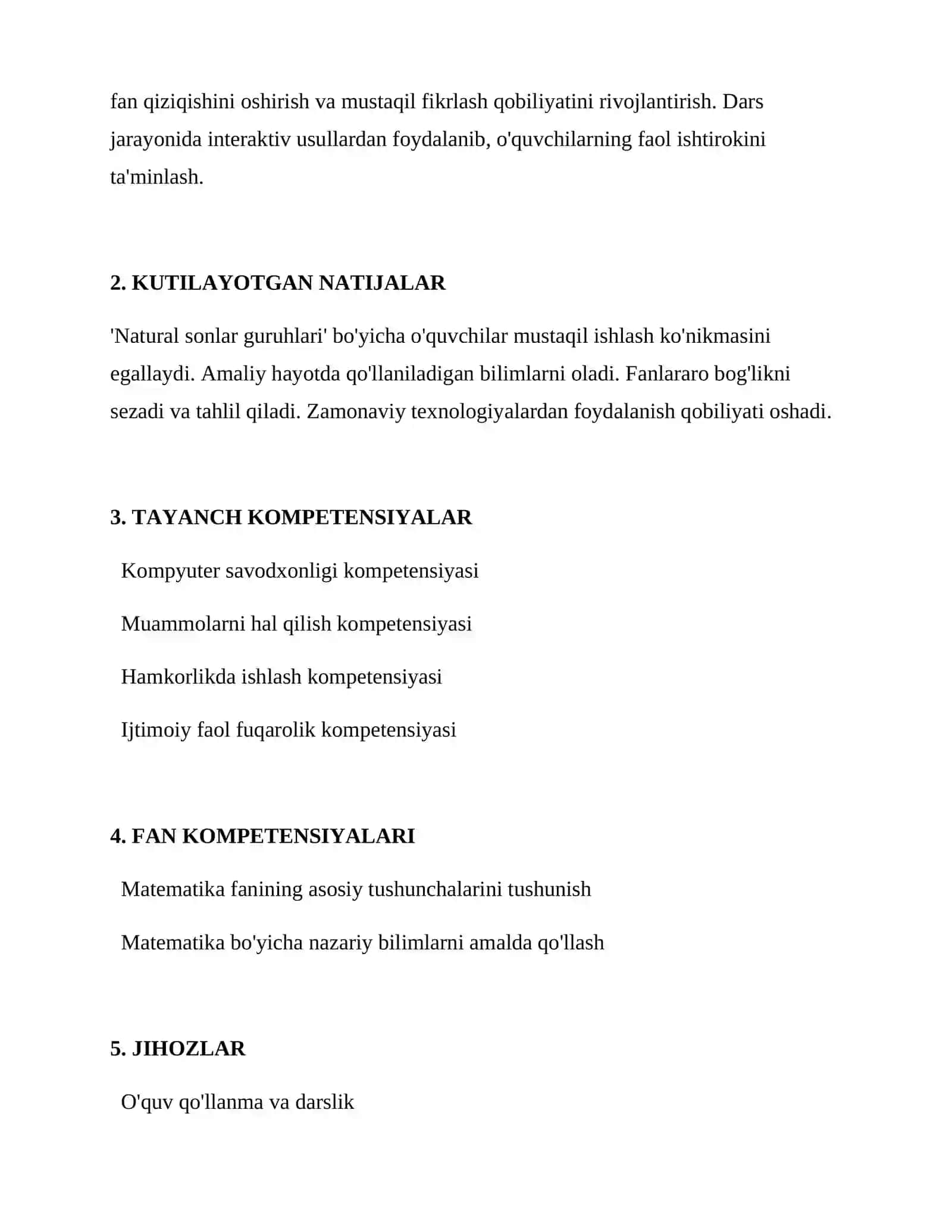 Natural sonlar guruhlari DARS ISHLANMASI 2