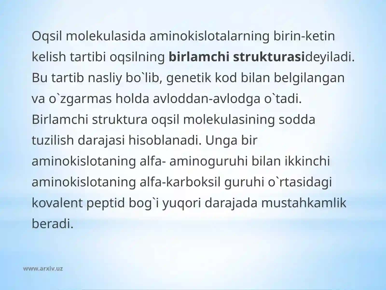 Oqsillarning tuzilish darajalari 2