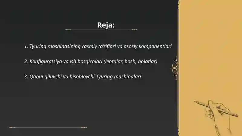 Tyuring mashinalar va ular orqali hisoblovchi funksiyalar 2