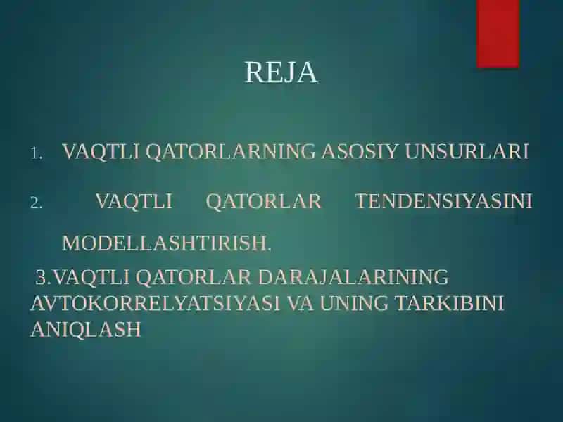 Vaqtli qatorlarda regretsion tahlil 2