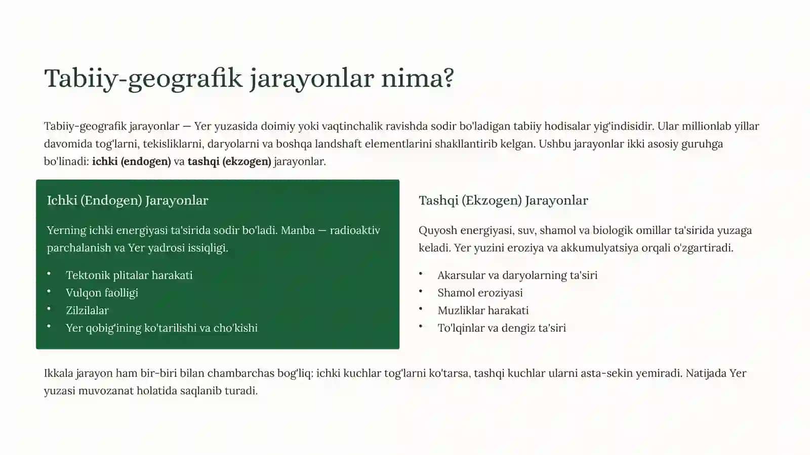 Tabiiy-geografik jarayonlar vaularning oqibatlari 2