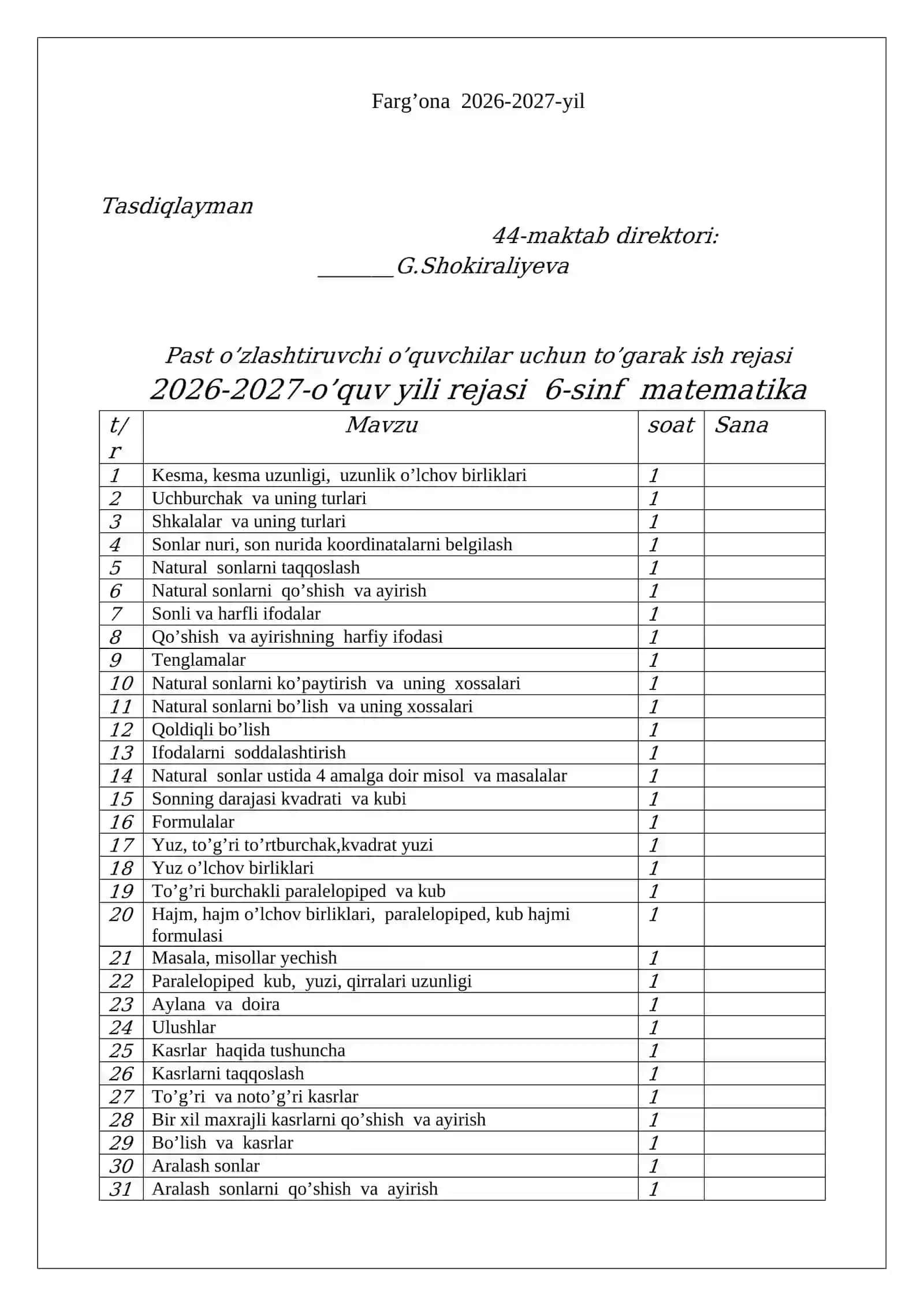 Matematika fani o’qituvchisi 2