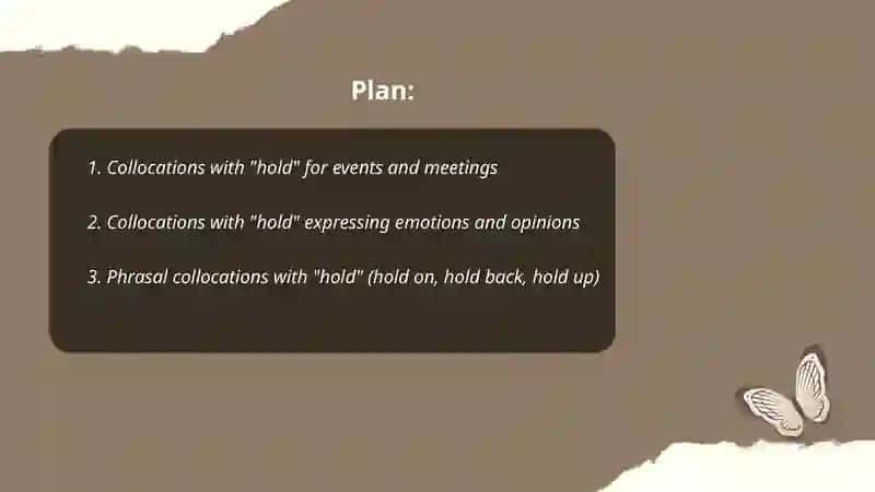 Collocations with "hold" for events and meetings 2