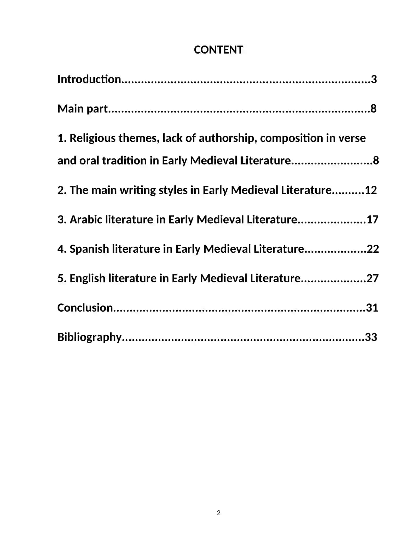 Course Paper on Early Medieval Literature 2