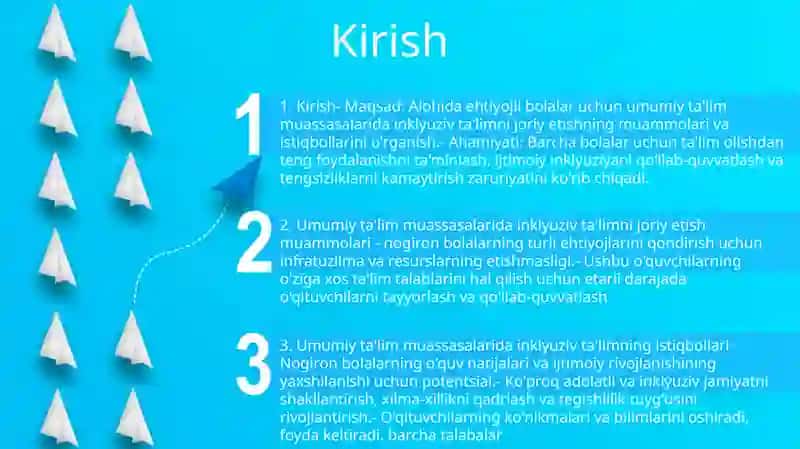 Umum Ta‘Lim Tashkilotlarda Alohida Yordamga Muhtoj Bolalar Uchun Inklyuziv Ta‘Limni Amalga Oshirish Muammolari Va Istiqlolari 2