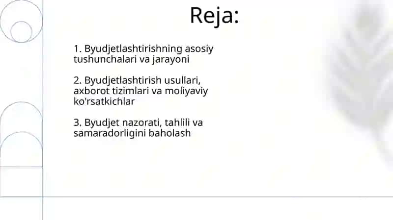 Byudjetlashtirishning asosiy tushunchalari va jarayoni 2