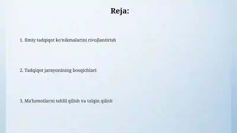 Ilmiy tadqiqot ko'nikmalarini rivojlantirish 2