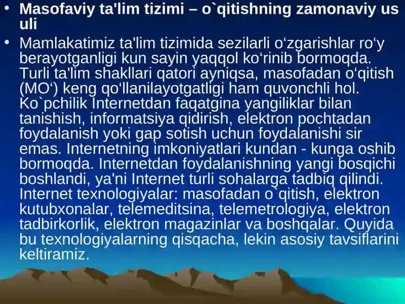 IQDISODDA INFORMATION – KAMUNIKATSION TEXNALOGIYALAR 2