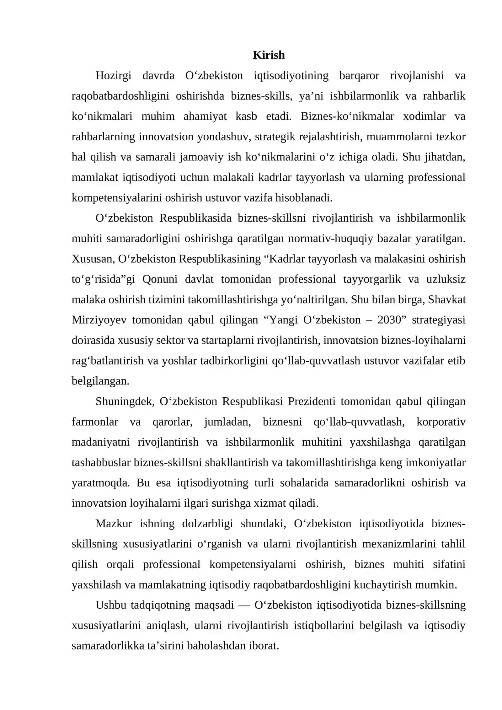 O‘zbekiston iqtisodiyotida biznes skillarining xususiyatlari 2