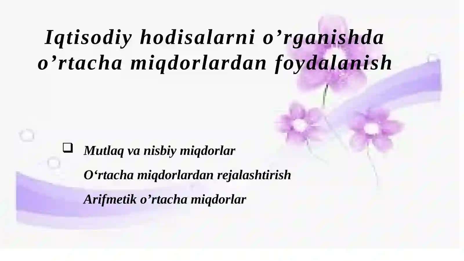 "Statistika" fanidan tayyorlagan taqdimoti 2