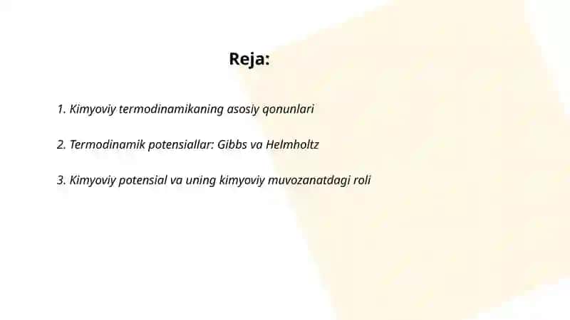 Kimyoviy termodinamika 2