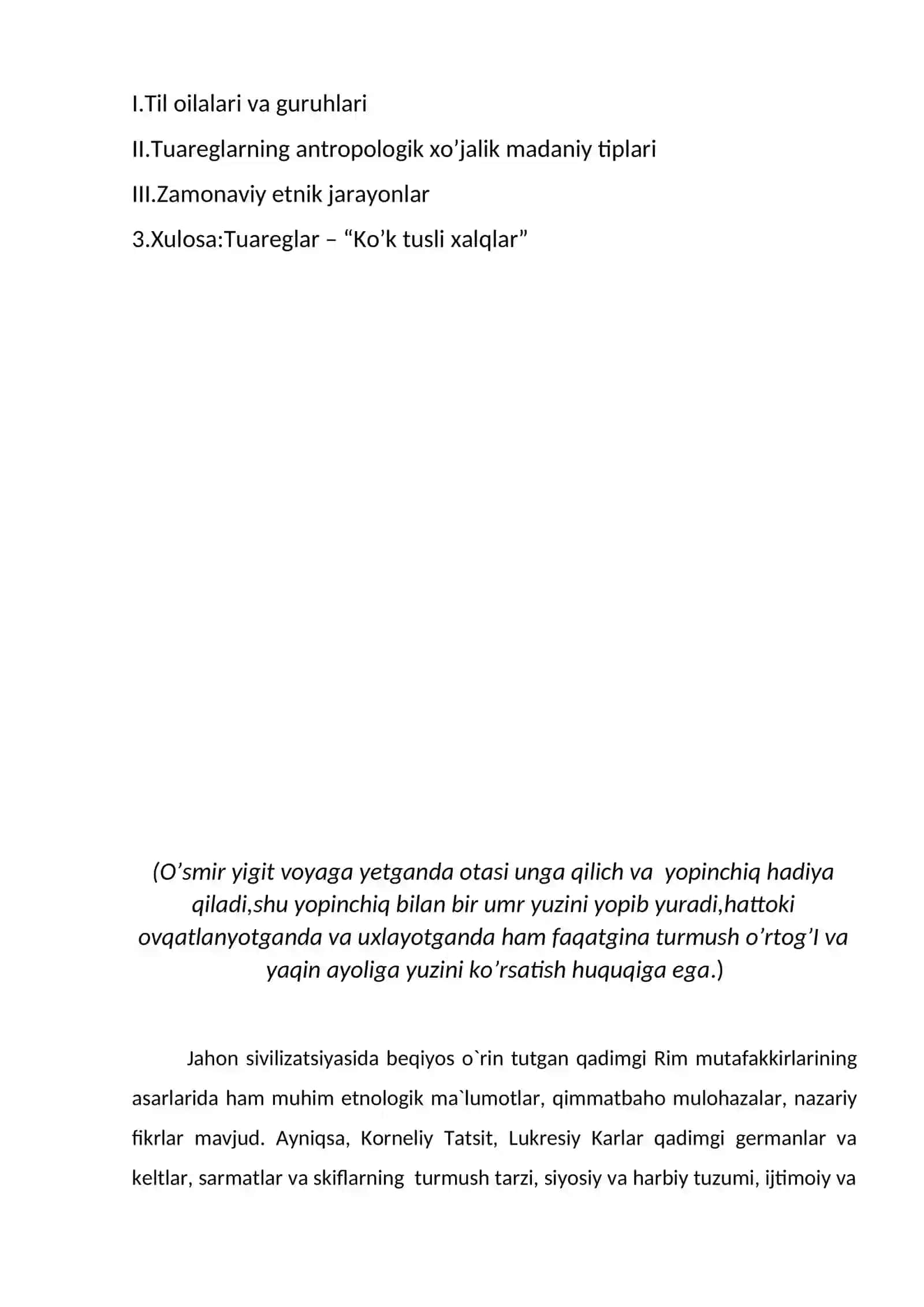 TUAREGLAR MADANIYATI - KURS ISHI 2