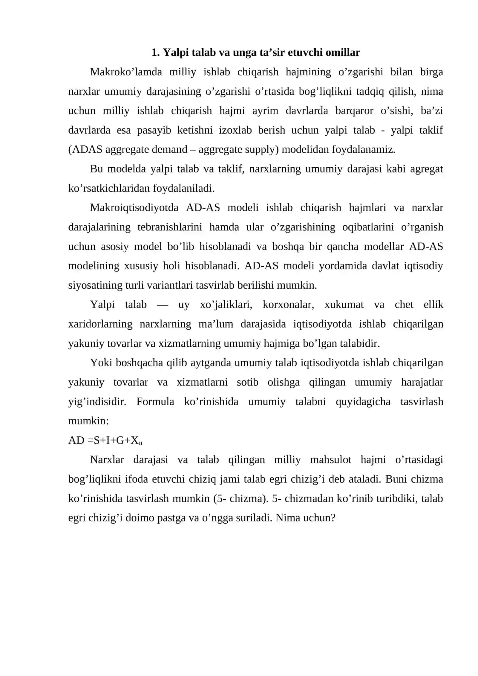 Yalpi talab - yalpi taklif modeli 2