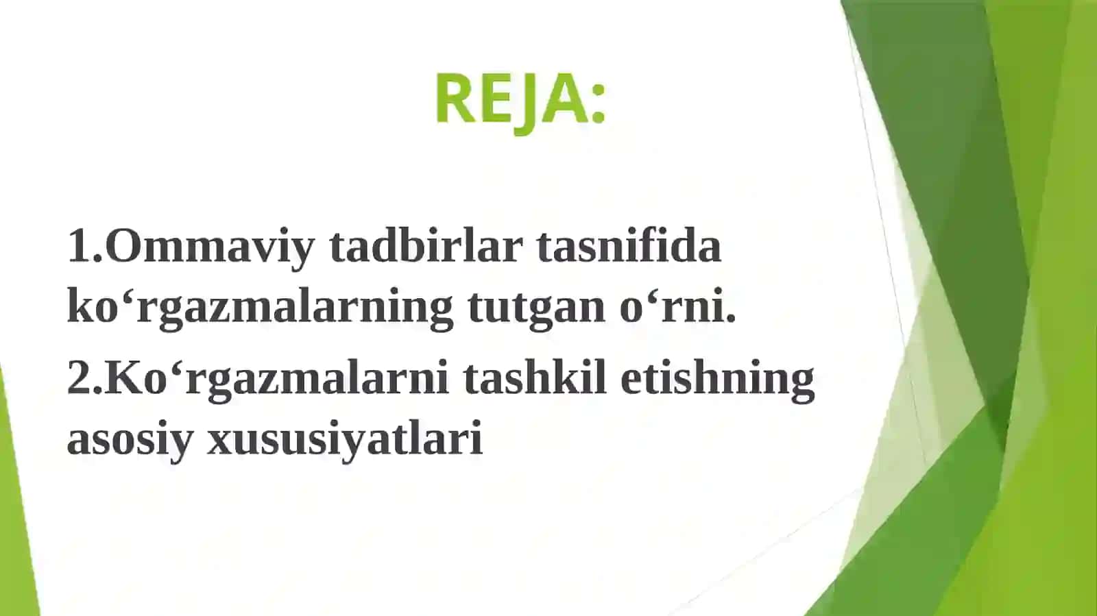 Ommaviy tadbirlar tasnifi 2