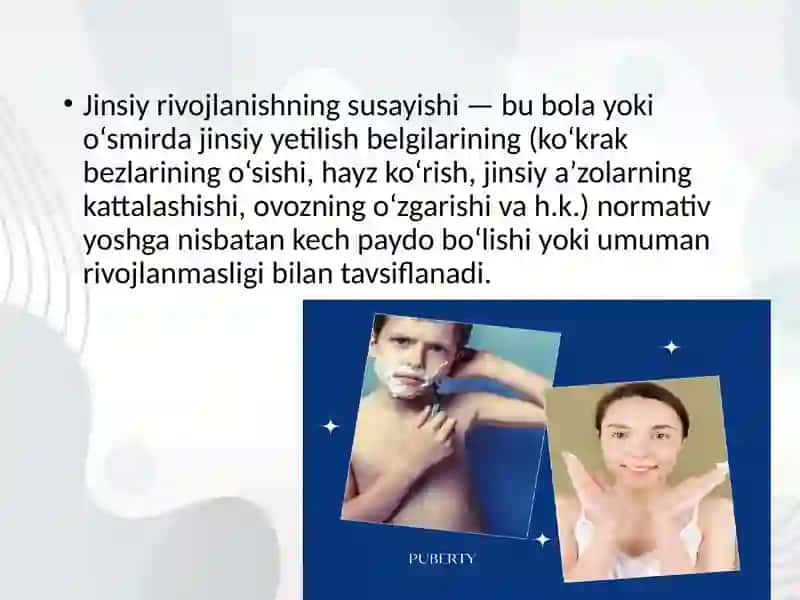 Bolalarda jinsiy rivojlanishning susayishi 2