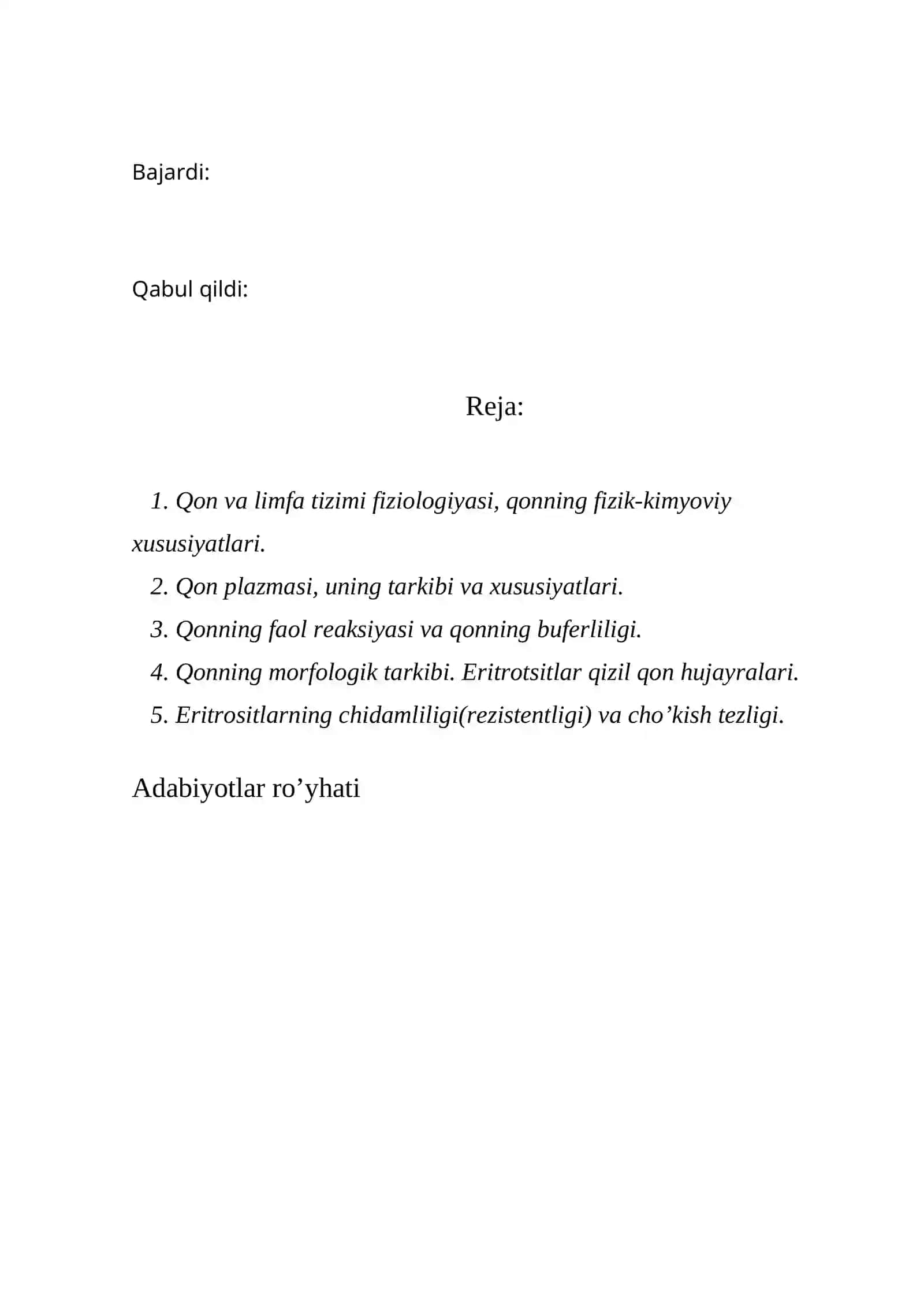 Qon va limfa tizimi fiziologiyasi 2