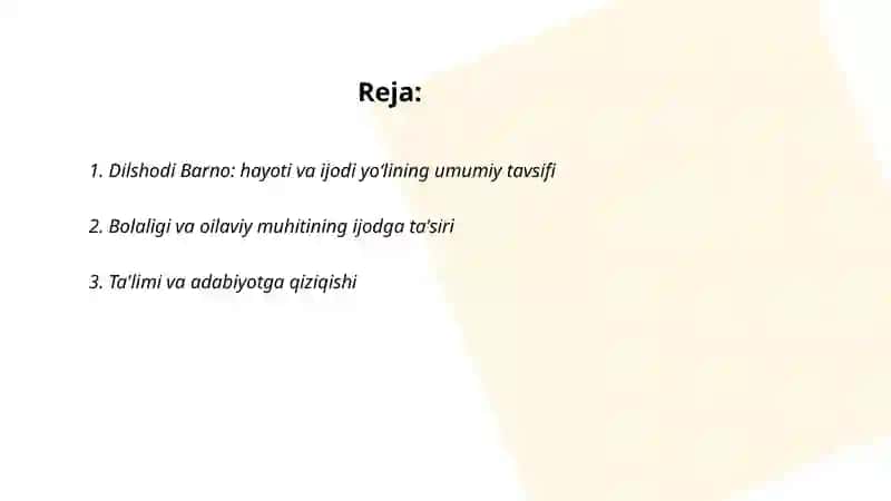 Dilshodi Barno. hayoti va ijodi yoʻli 2