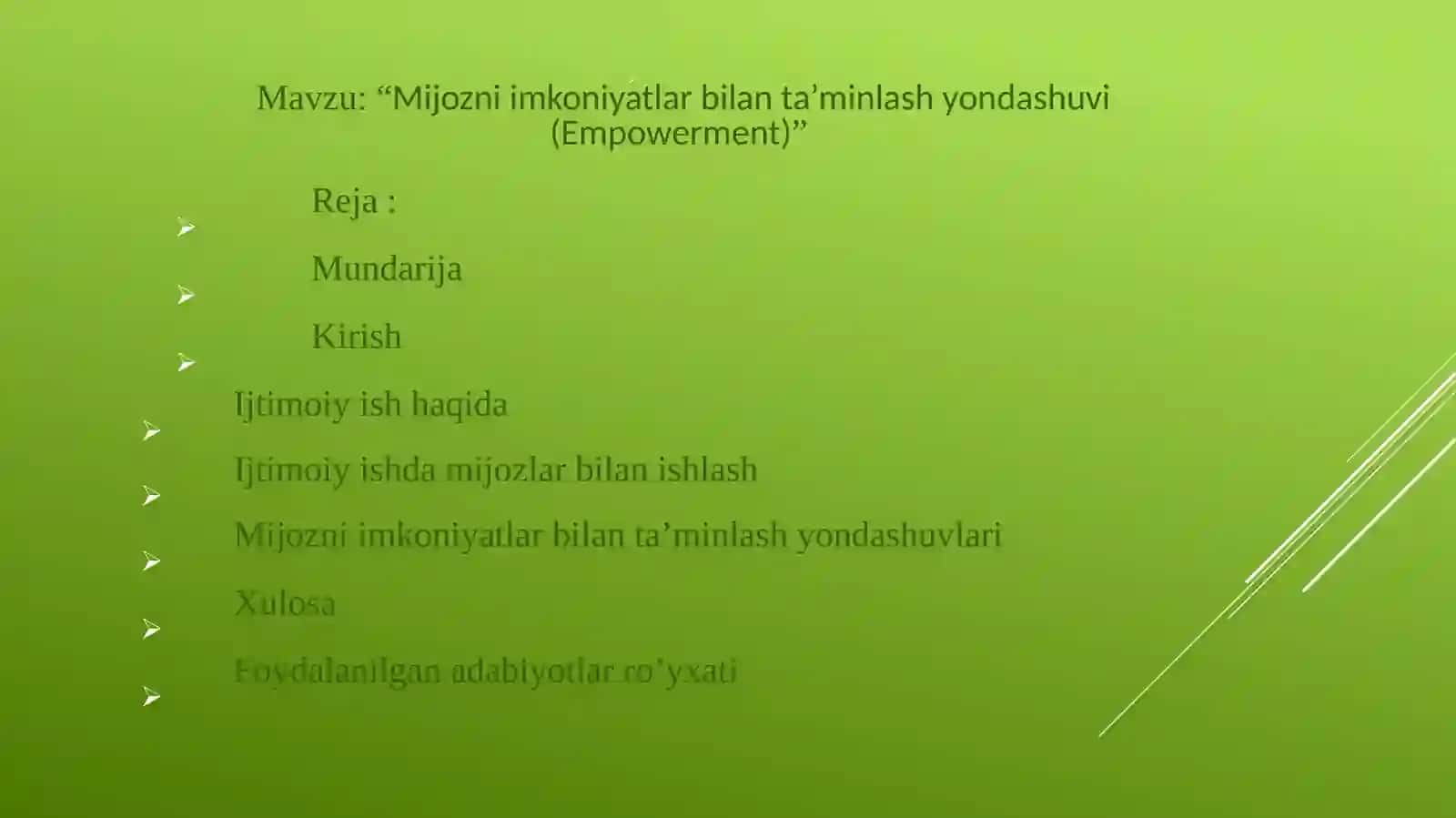 "Mijozniimkoniyatlarbilanta’minlashyondashuvi(Empowerment)" 2