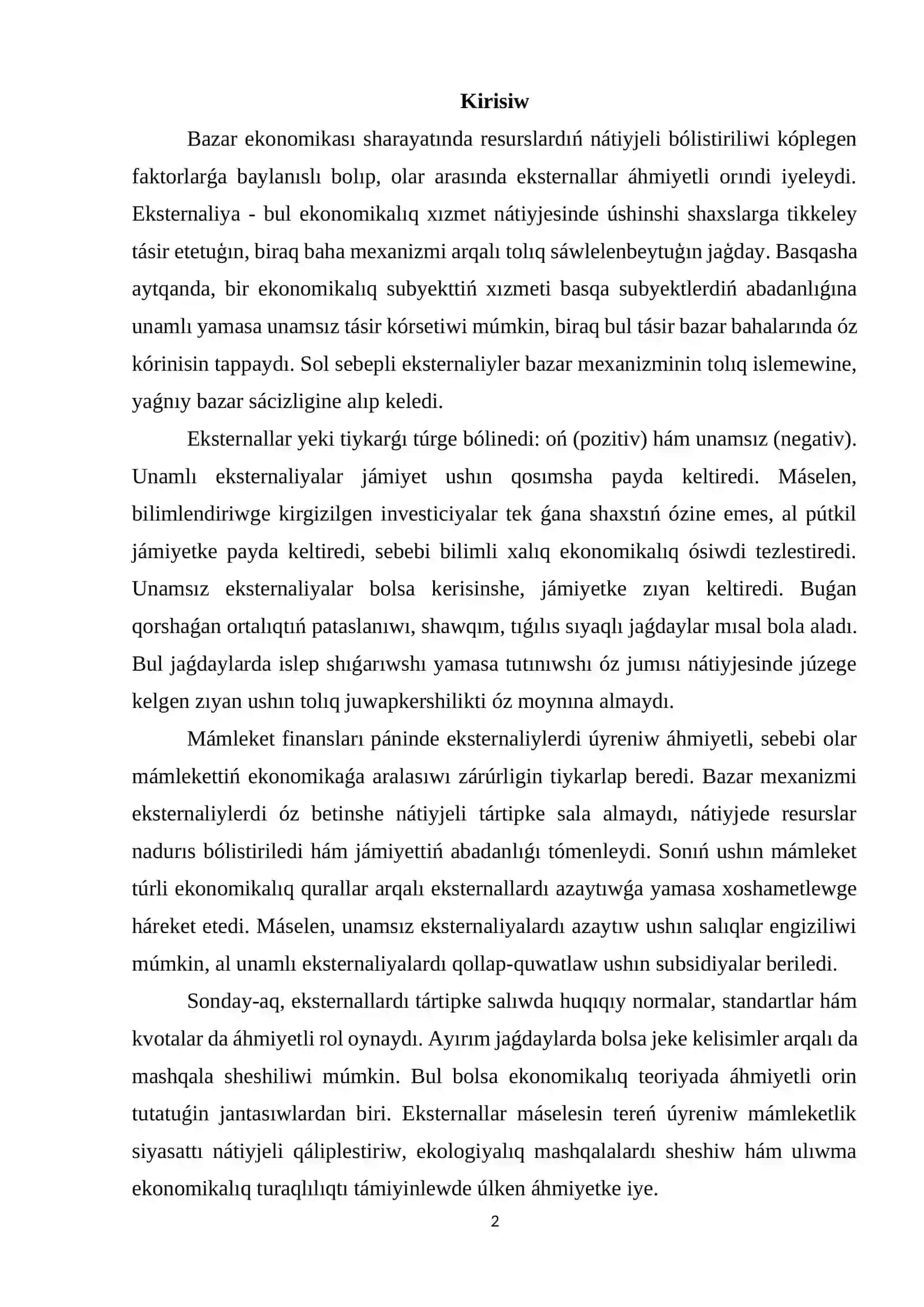 Eksternaliylar 2