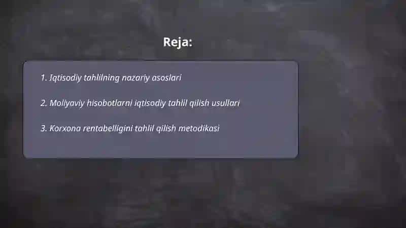 Iqtisodiy tahlil va audit 2