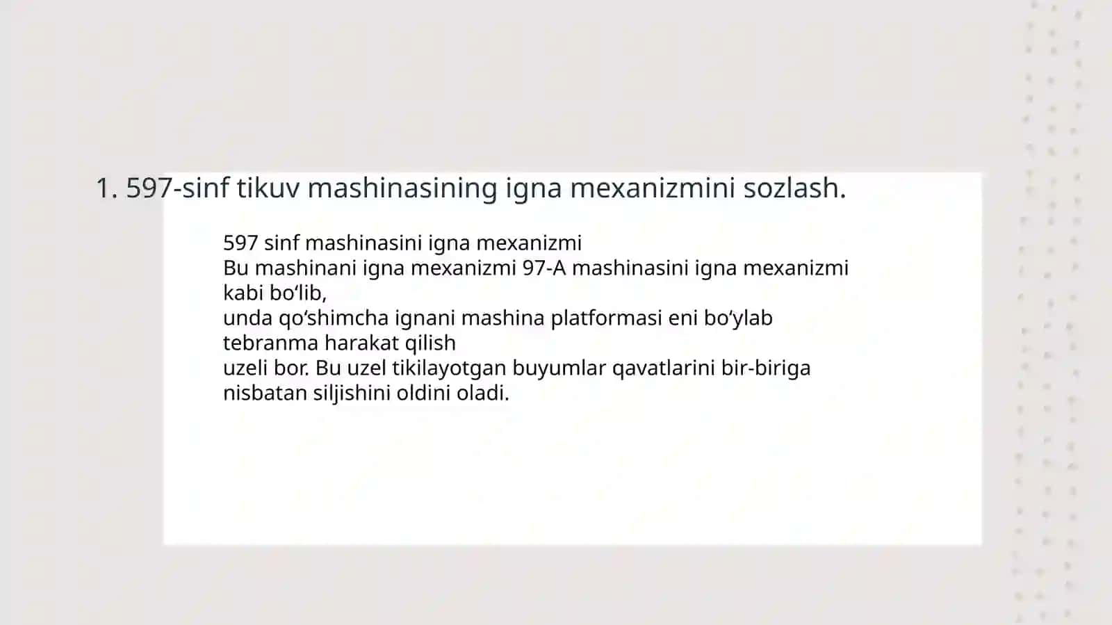 597-Sinf tikuv mashinasining igna mexanizmi 2