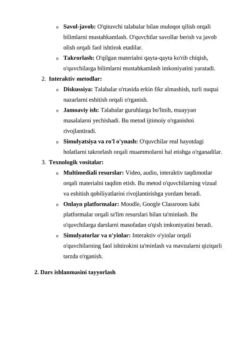 Ta'lim Metodlari va Vositalari 2