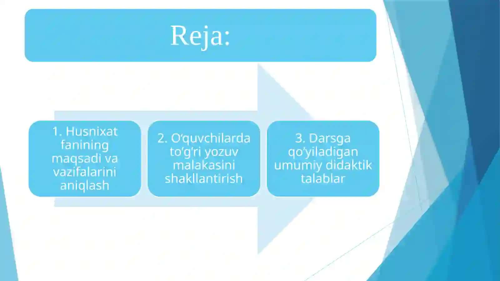 Husnixatdarslariga qoʻyiladigantalablar 2