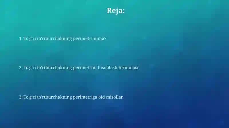 To'g'ri to'rtburchak perimetri 2
