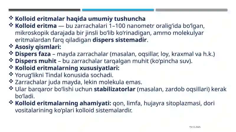 Kolloideritmalarni tozalash usullari 2