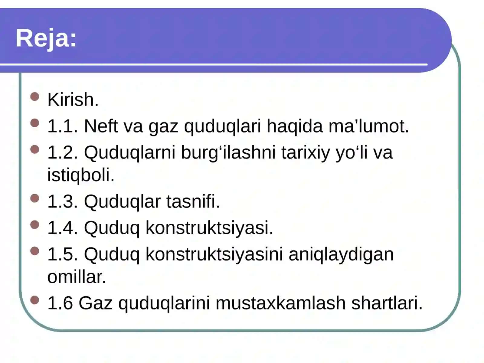 Neft va gaz quduqlari, ularni tasnifi va konstruksiyalari 2