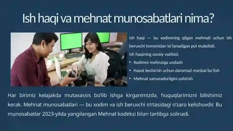 Ish haqi va mehnat munosabatlari 2