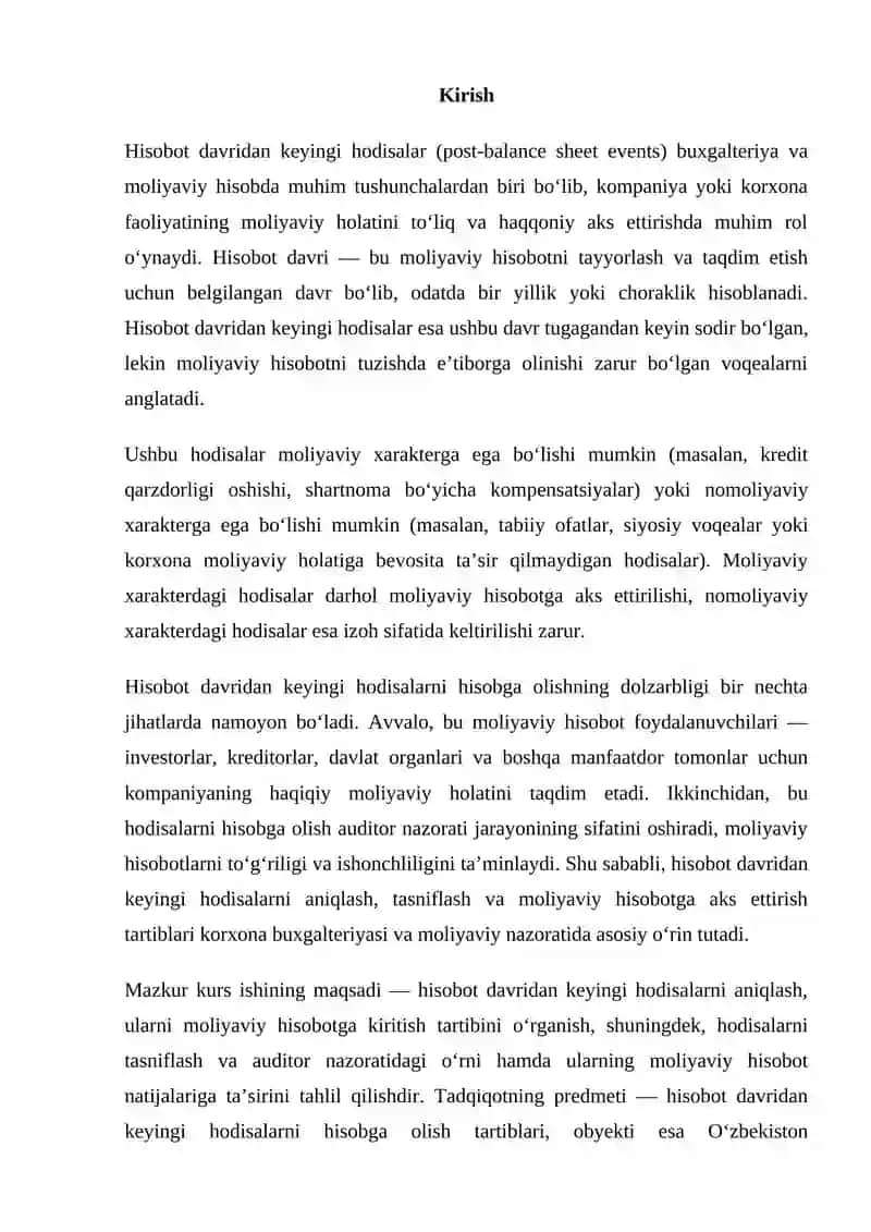 Hisobot Davridan Keyingi Hodisalarni Hisobga Olish Tartibi 2