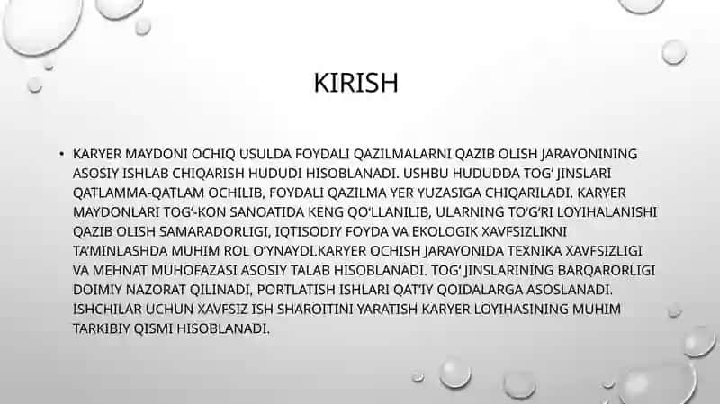 Karyer maydoni, uni ochish usullarining tasnifi 2