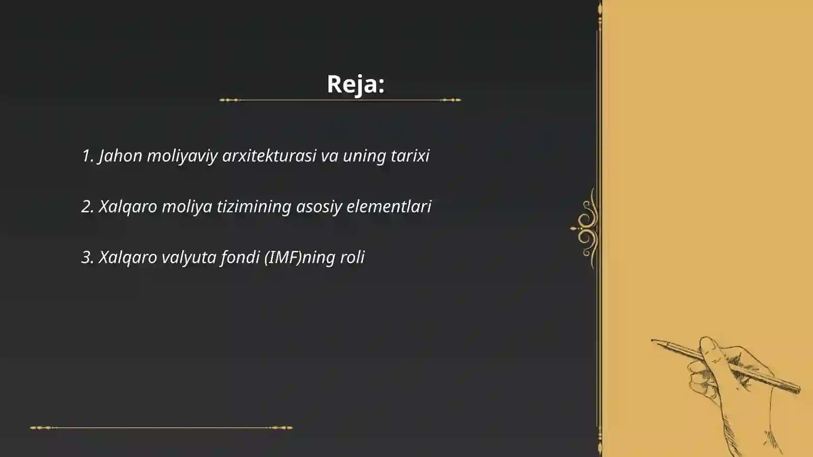 Jahon moliyaviy arxitekturasi va xalqaro moliya tizimi 2