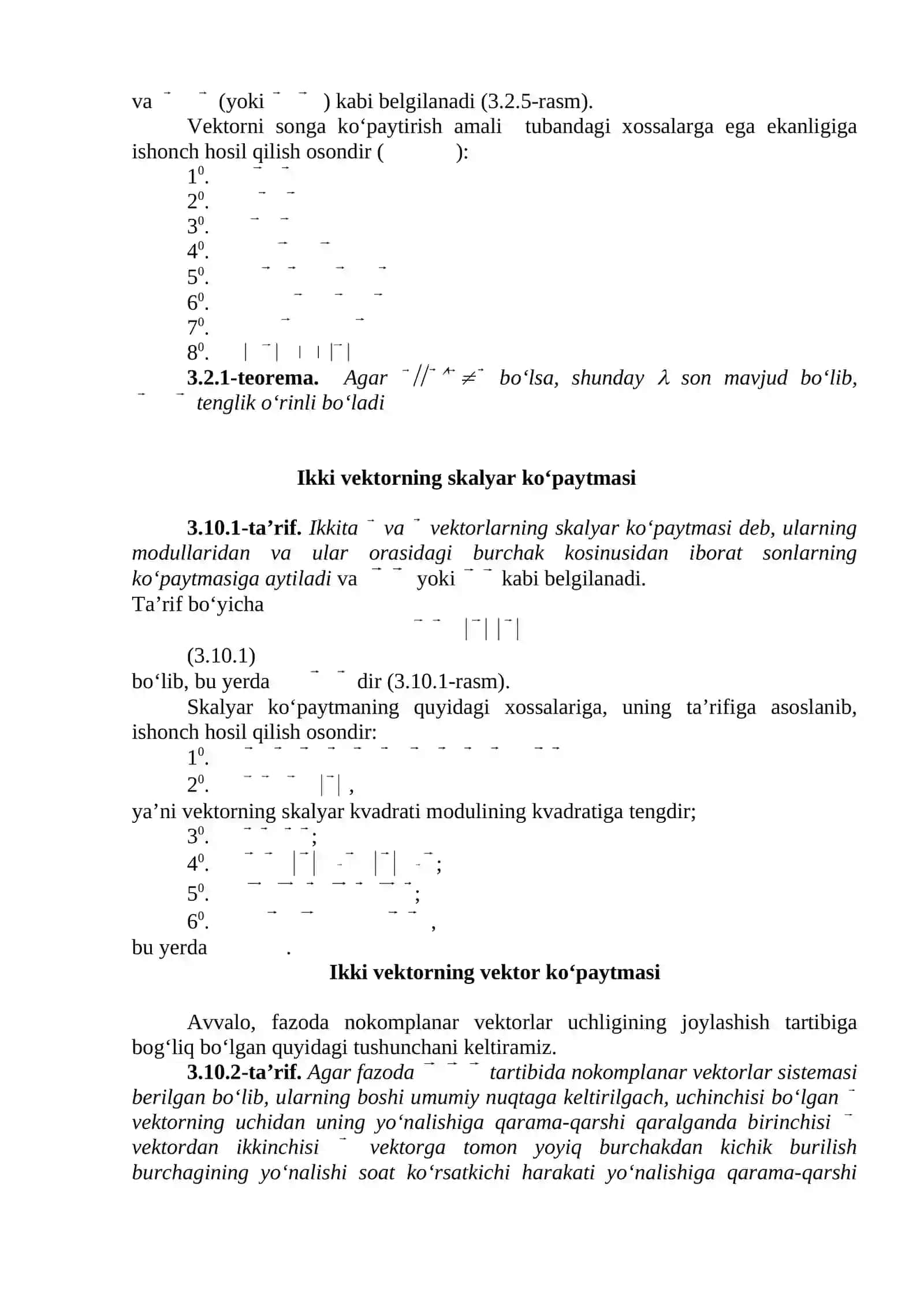 Vektorlar ustida arifmetik amallar 2