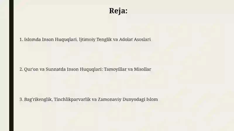 Islomda inson huquqlari 2