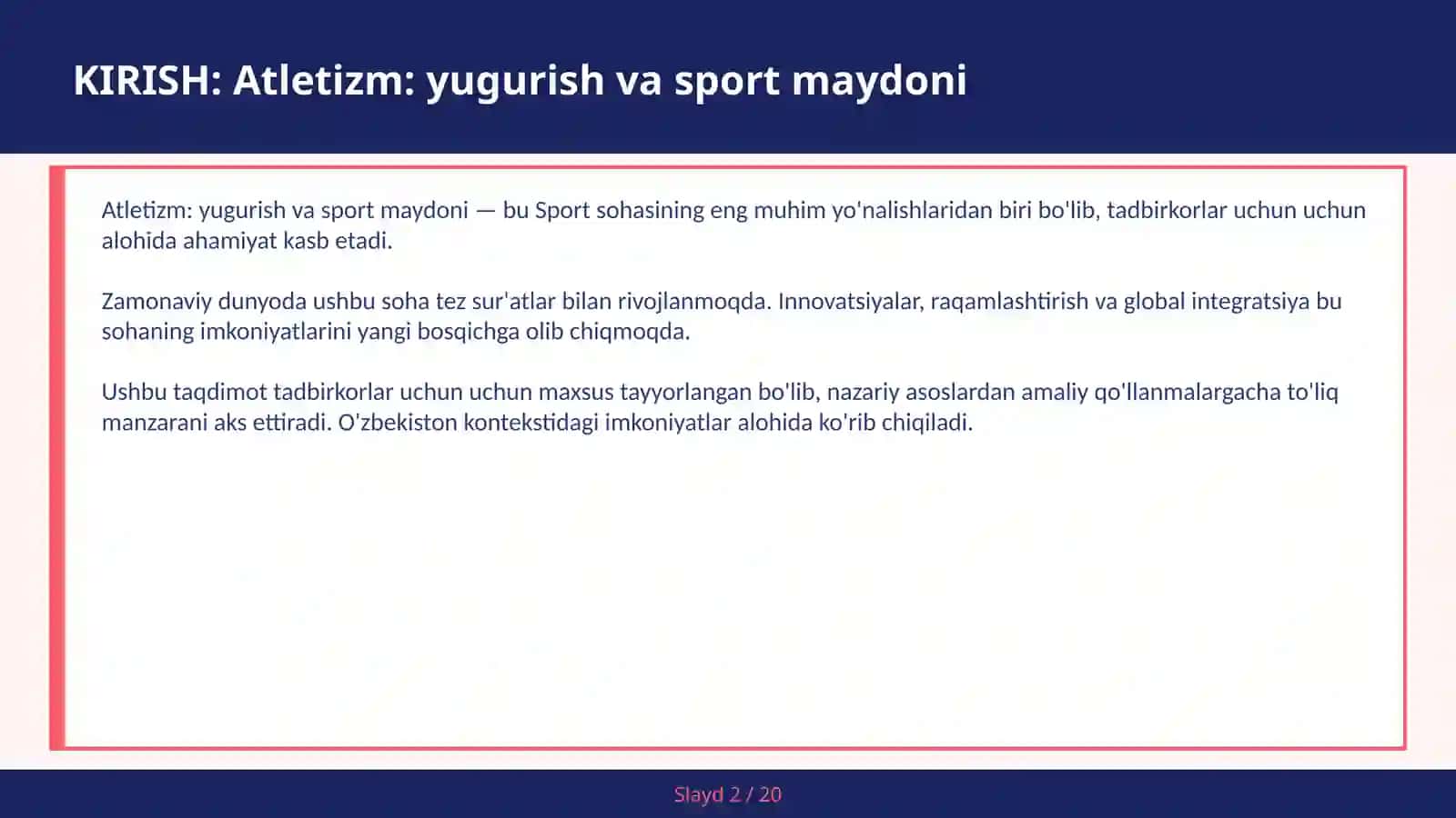 Atletizm: yugurish va sport maydoni 2