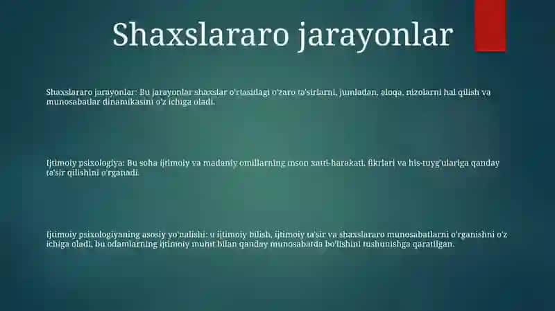 Sotsial Psixologiyaning Asosiy Yònalishlari 2