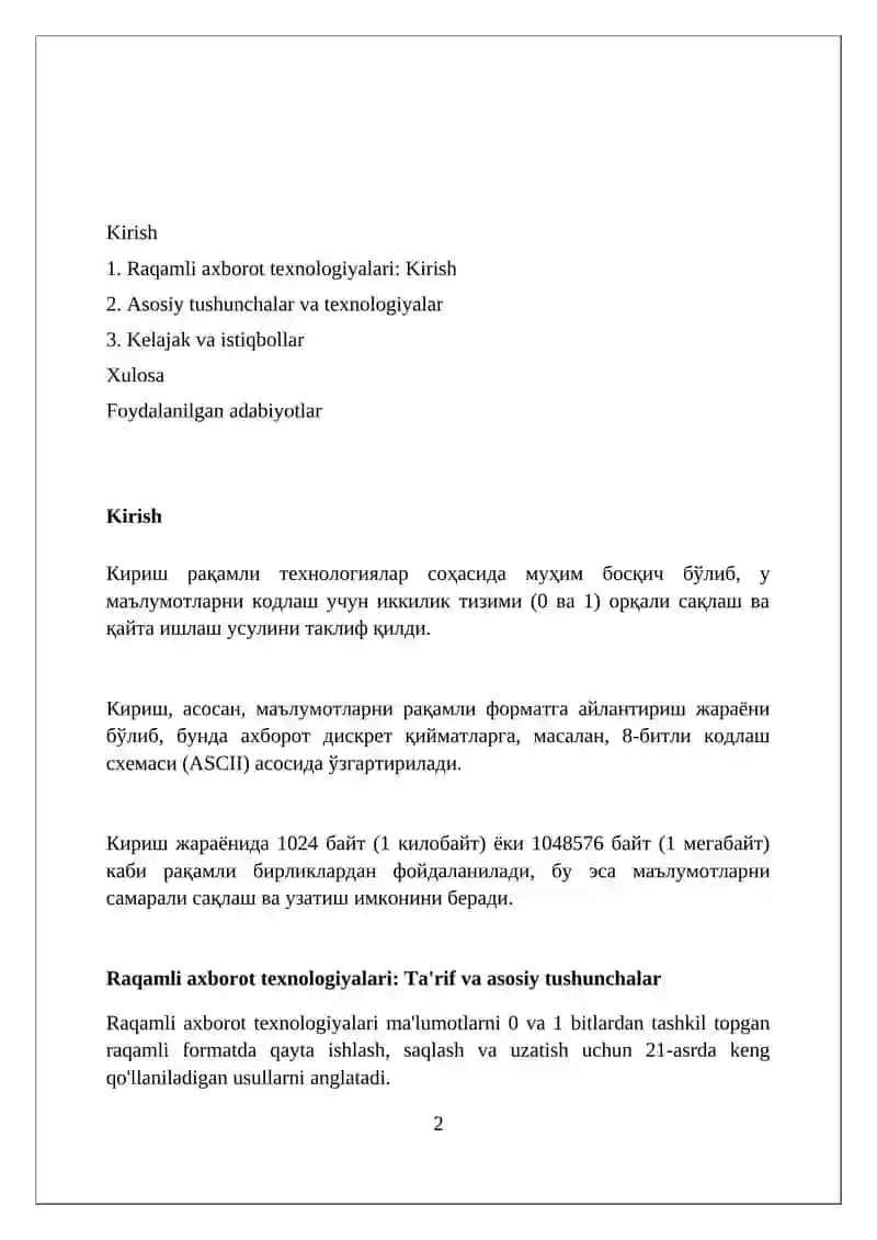 Raqamli axborot texnologiyalari 2